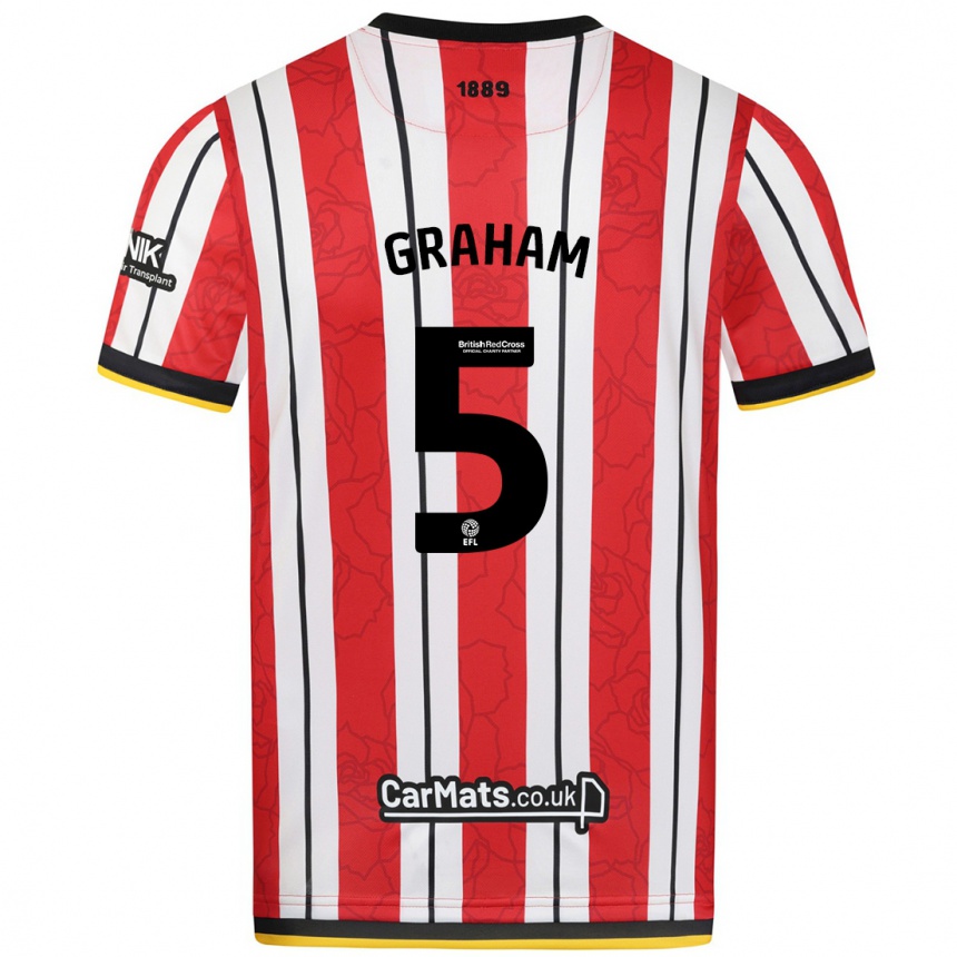 Kids Football Molly Graham #5 Red White Stripes Home Jersey 2024/25 T-Shirt Australia