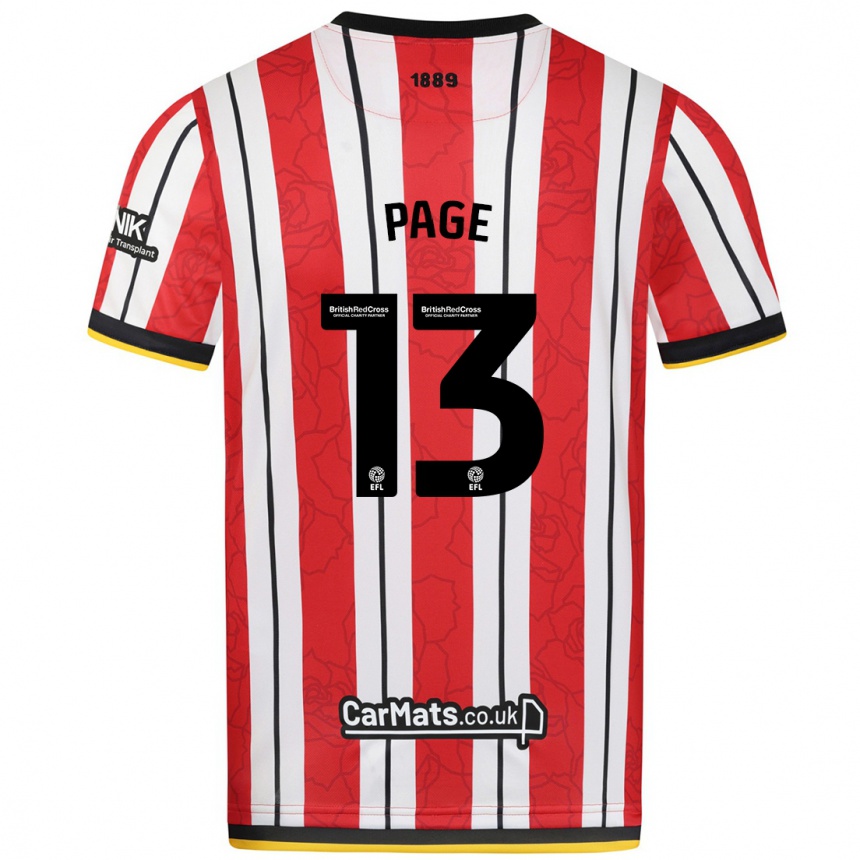 Kids Football Olivia Page #13 Red White Stripes Home Jersey 2024/25 T-Shirt Australia