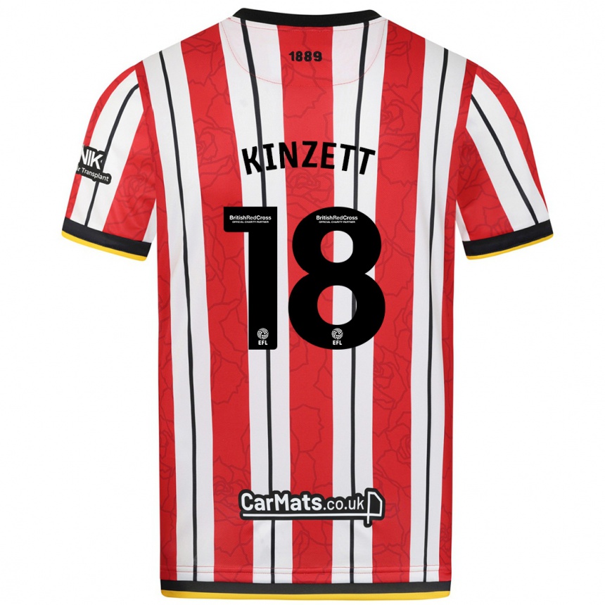 Kids Football Ella Kinzett #18 Red White Stripes Home Jersey 2024/25 T-Shirt Australia