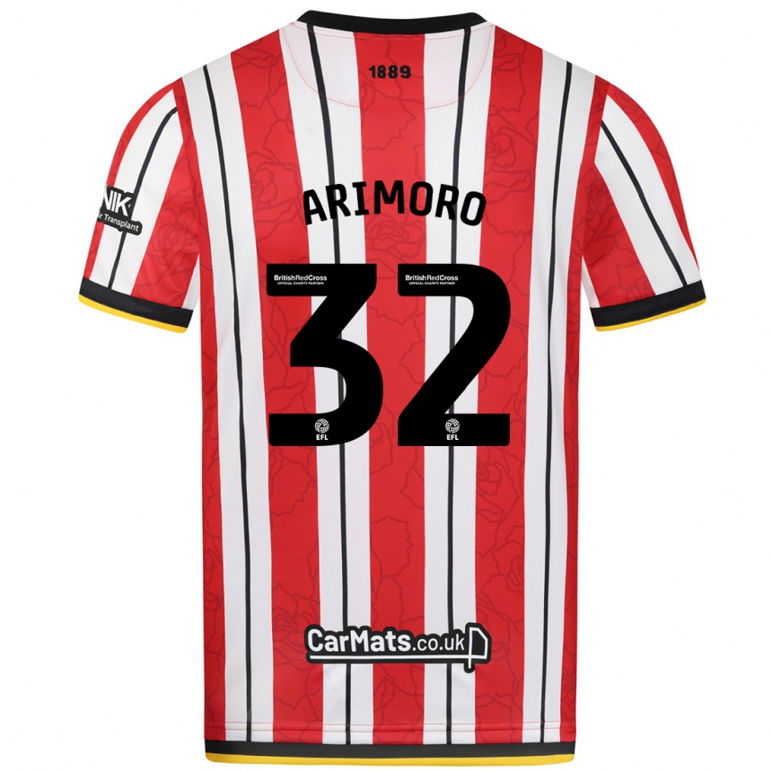 Kids Football Juliet Khinde Adebowale-Arimoro #32 Red White Stripes Home Jersey 2024/25 T-Shirt Australia