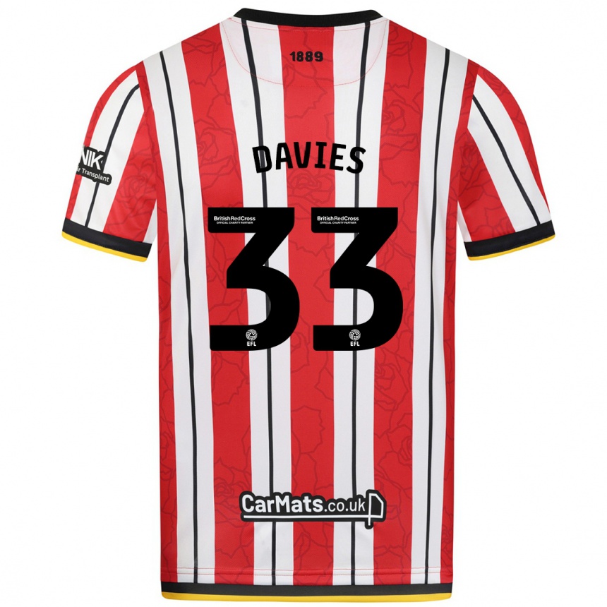 Kids Football Bethan Davies #33 Red White Stripes Home Jersey 2024/25 T-Shirt Australia