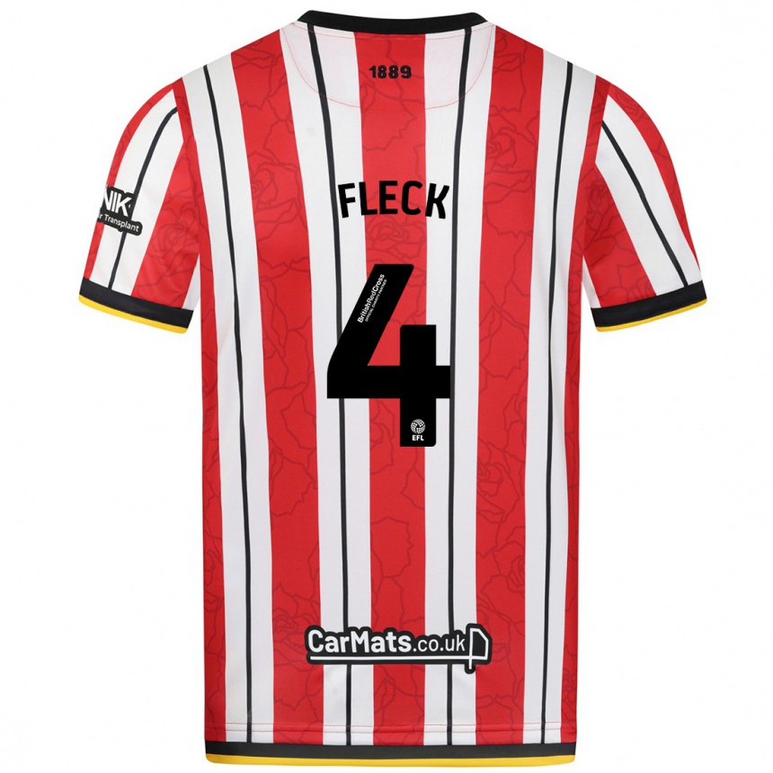 Kids Football John Fleck #4 Red White Stripes Home Jersey 2024/25 T-Shirt Australia