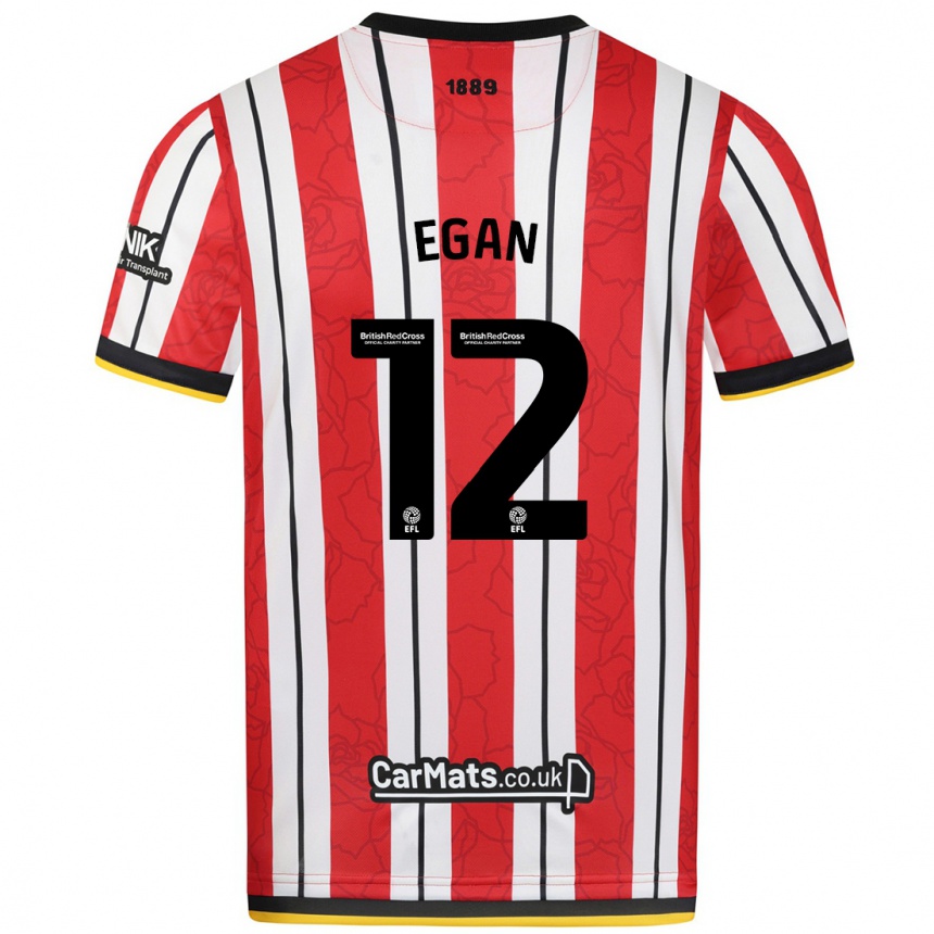 Kids Football John Egan #12 Red White Stripes Home Jersey 2024/25 T-Shirt Australia