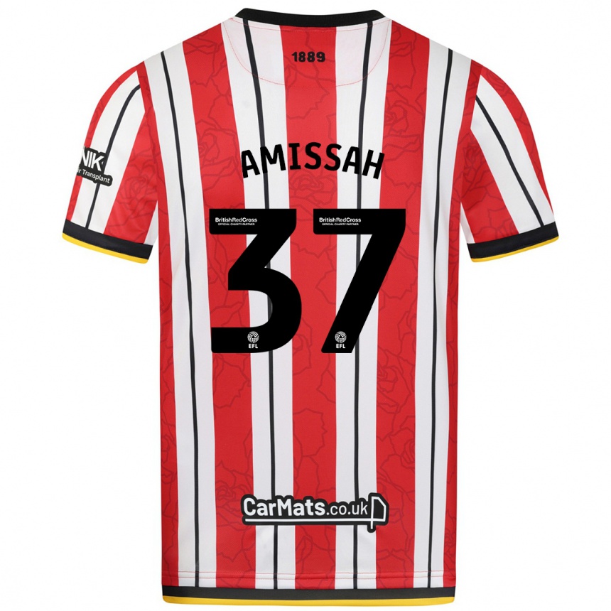 Kids Football Jordan Amissah #37 Red White Stripes Home Jersey 2024/25 T-Shirt Australia