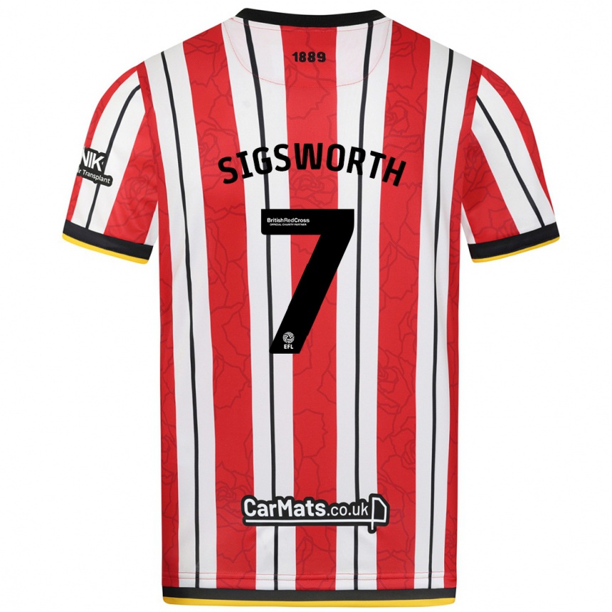 Kids Football Jess Sigsworth #7 Red White Stripes Home Jersey 2024/25 T-Shirt Australia