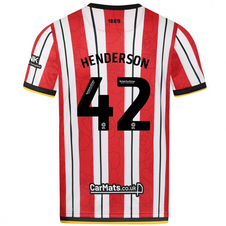 Kids Football Peyton Henderson #42 Red White Stripes Home Jersey 2024/25 T-Shirt Australia