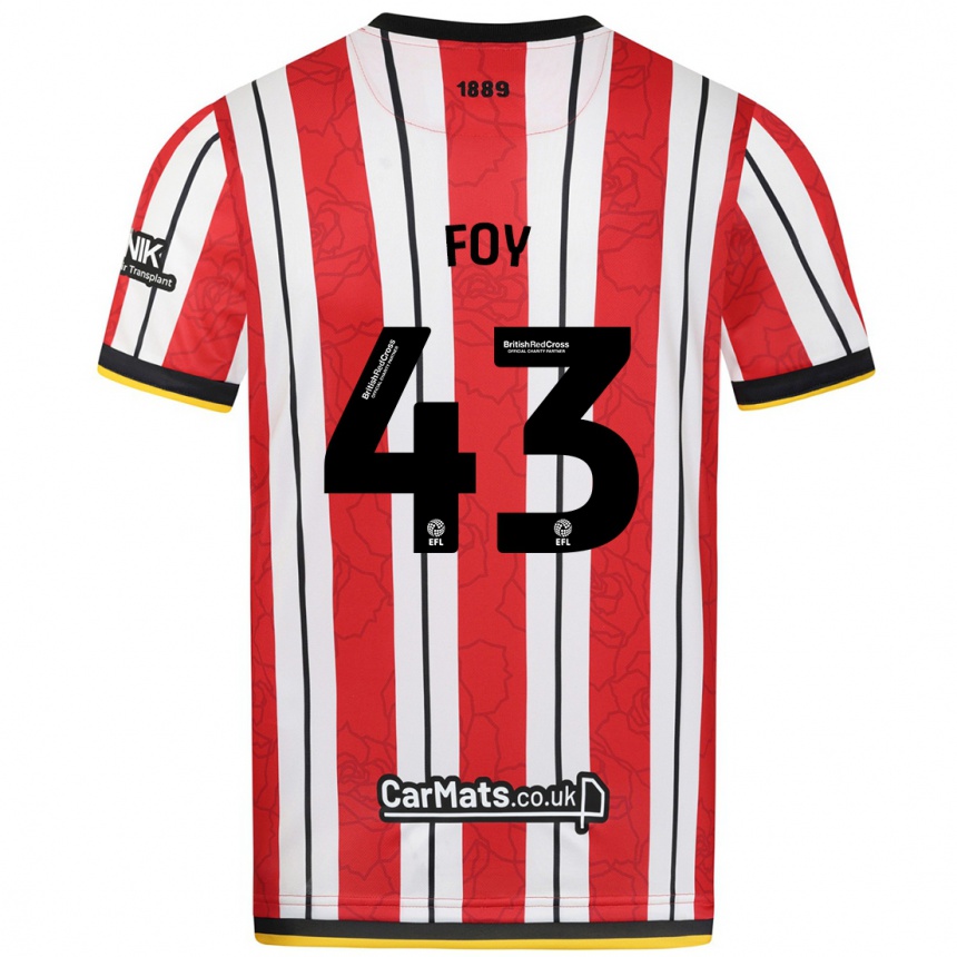 Kids Football Gus Foy #43 Red White Stripes Home Jersey 2024/25 T-Shirt Australia