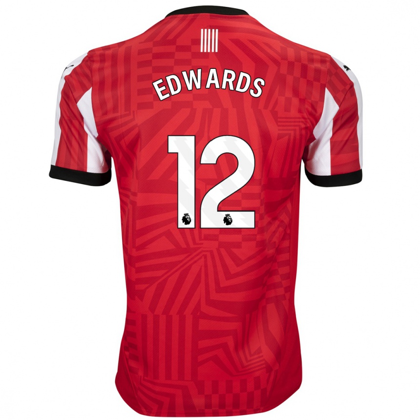 Kids Football Ronnie Edwards #12 Red White Home Jersey 2024/25 T-Shirt Australia