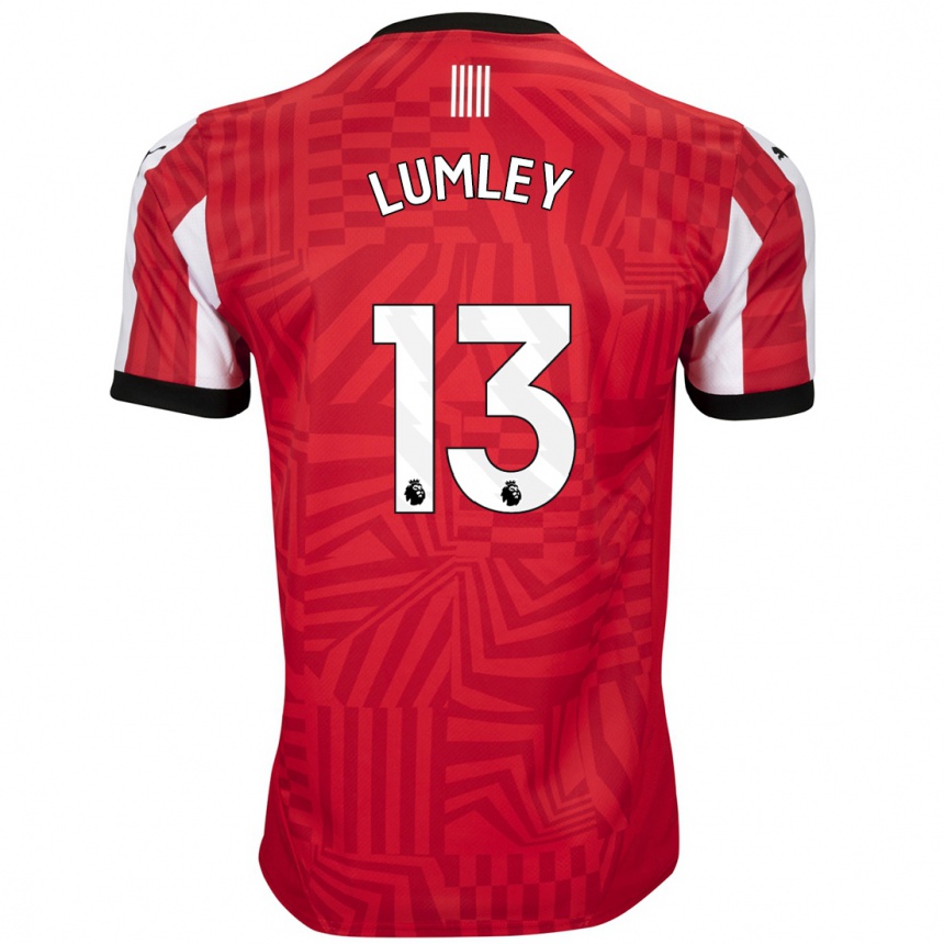 Kids Football Joe Lumley #13 Red White Home Jersey 2024/25 T-Shirt Australia