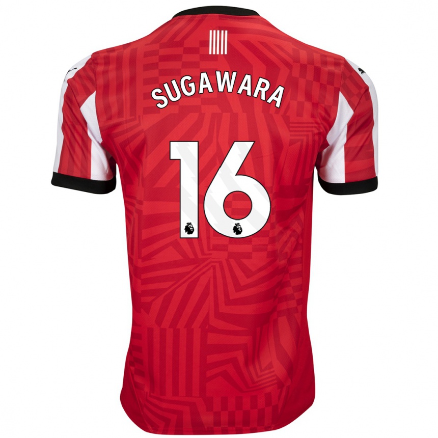 Kids Football Yukinari Sugawara #16 Red White Home Jersey 2024/25 T-Shirt Australia