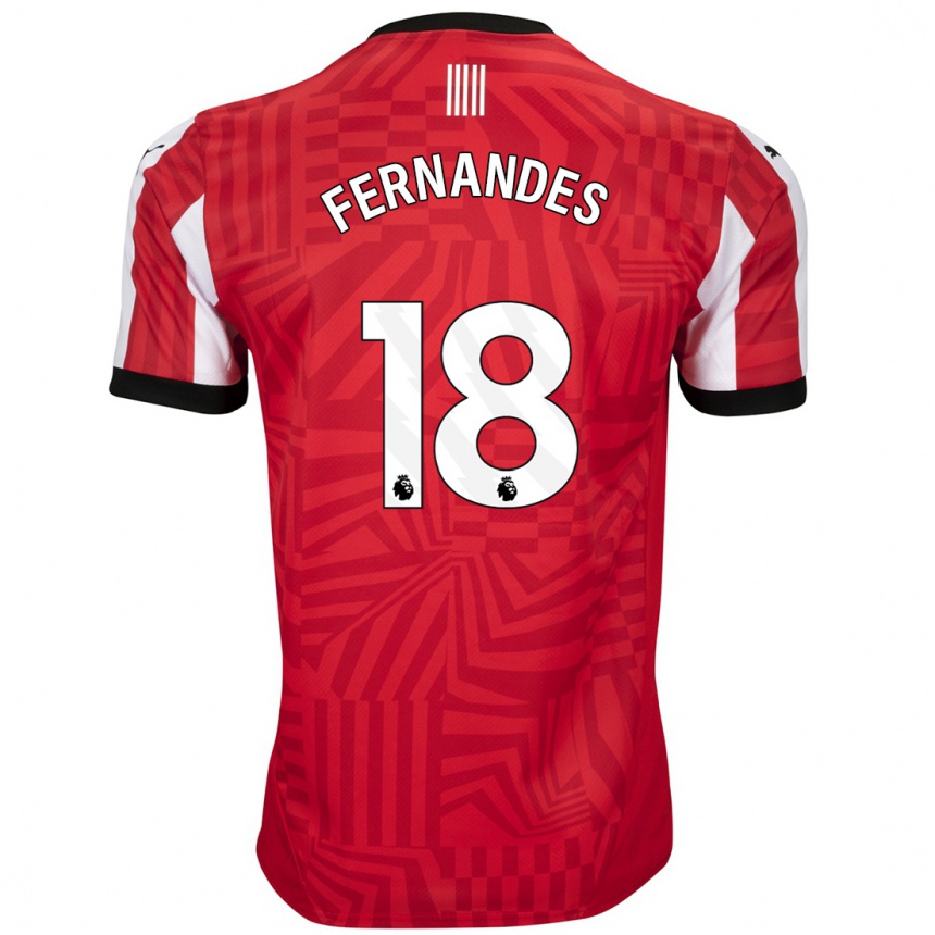 Kids Football Mateus Fernandes #18 Red White Home Jersey 2024/25 T-Shirt Australia