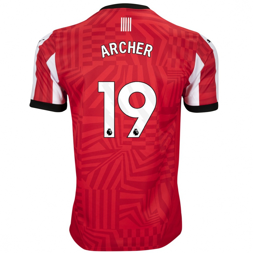 Kids Football Cameron Archer #19 Red White Home Jersey 2024/25 T-Shirt Australia