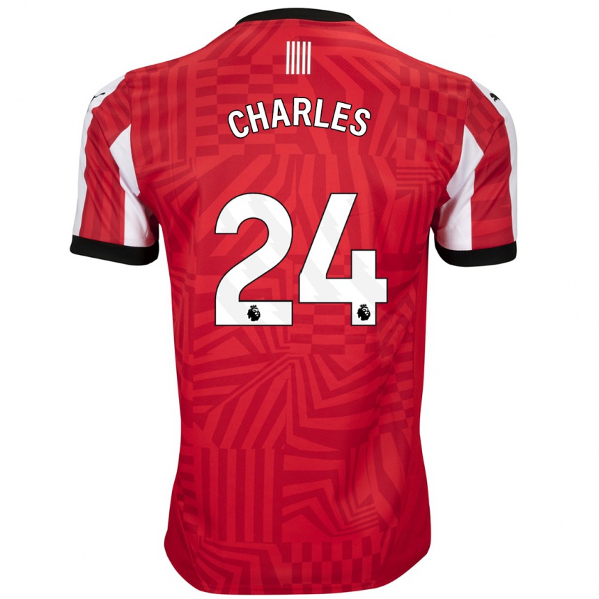 Kids Football Shea Charles #24 Red White Home Jersey 2024/25 T-Shirt Australia