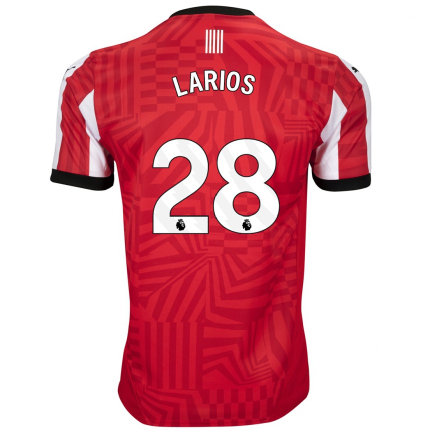 Kids Football Juan Larios #28 Red White Home Jersey 2024/25 T-Shirt Australia