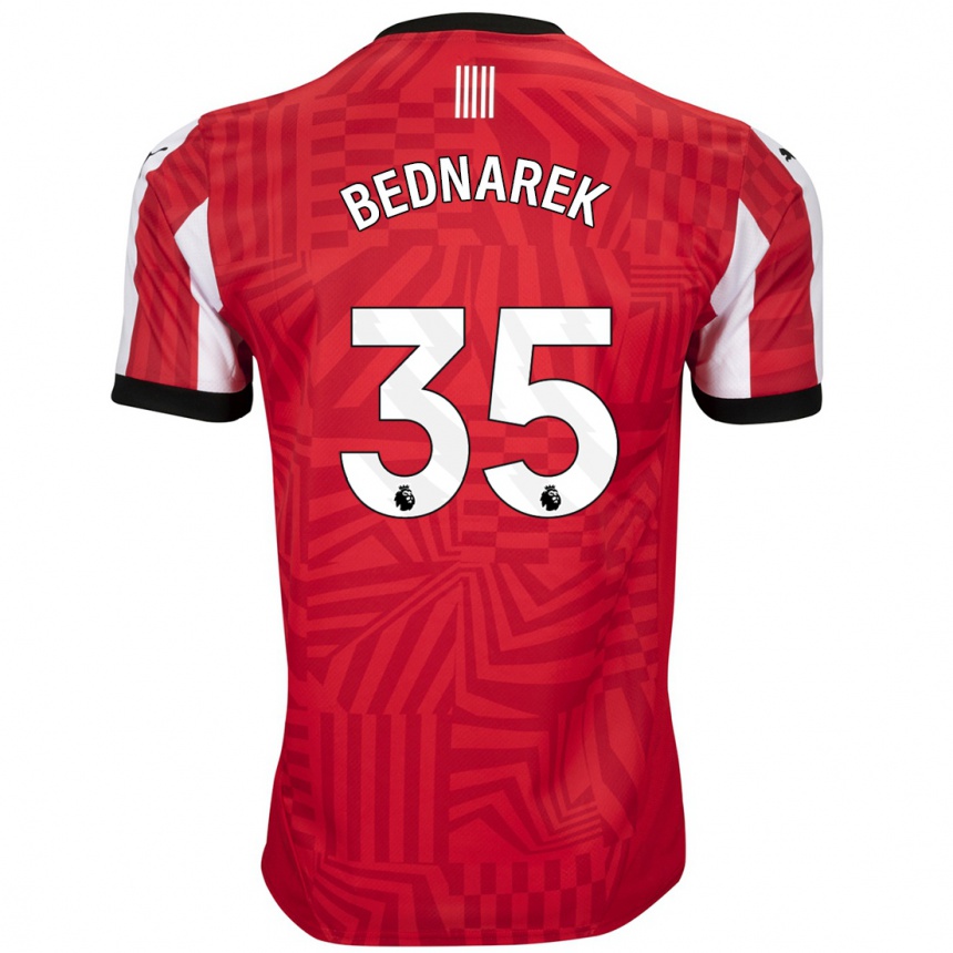 Kids Football Jan Bednarek #35 Red White Home Jersey 2024/25 T-Shirt Australia