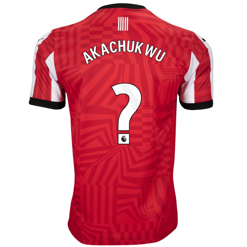 Kids Football Romeo Akachukwu #0 Red White Home Jersey 2024/25 T-Shirt Australia