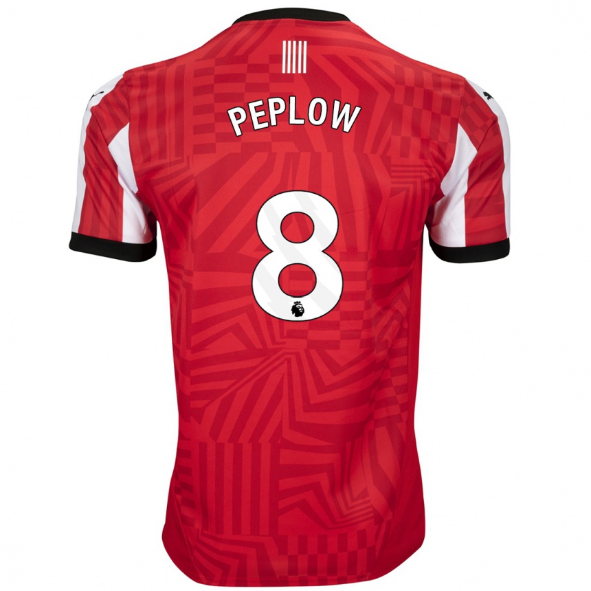 Kids Football Chloe Peplow #8 Red White Home Jersey 2024/25 T-Shirt Australia