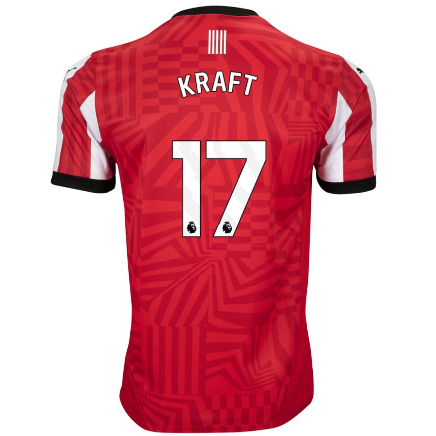 Kids Football Emily Kraft #17 Red White Home Jersey 2024/25 T-Shirt Australia