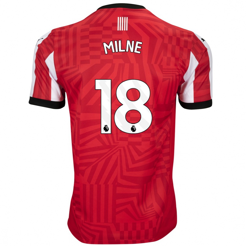 Kids Football Isabel Milne #18 Red White Home Jersey 2024/25 T-Shirt Australia