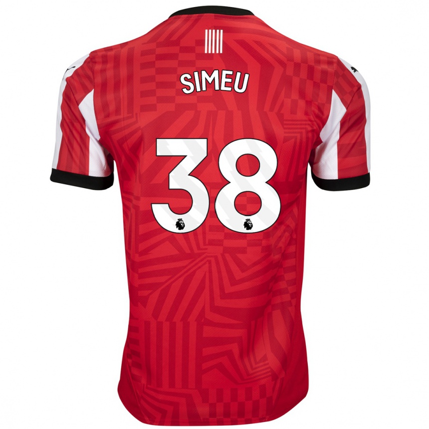 Kids Football Dynel Simeu #38 Red White Home Jersey 2024/25 T-Shirt Australia