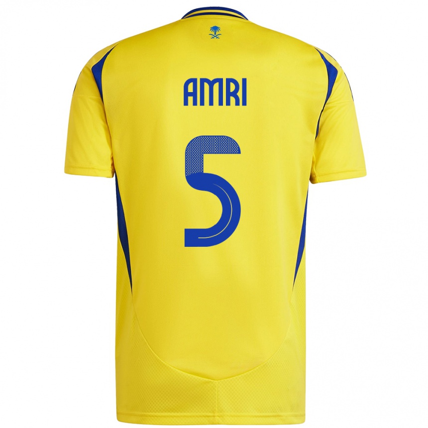 Kids Football Abdulelah Al-Amri #5 Yellow Blue Home Jersey 2024/25 T-Shirt Australia