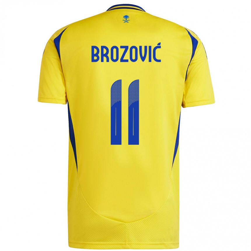 Kids Football Marcelo Brozovic #11 Yellow Blue Home Jersey 2024/25 T-Shirt Australia