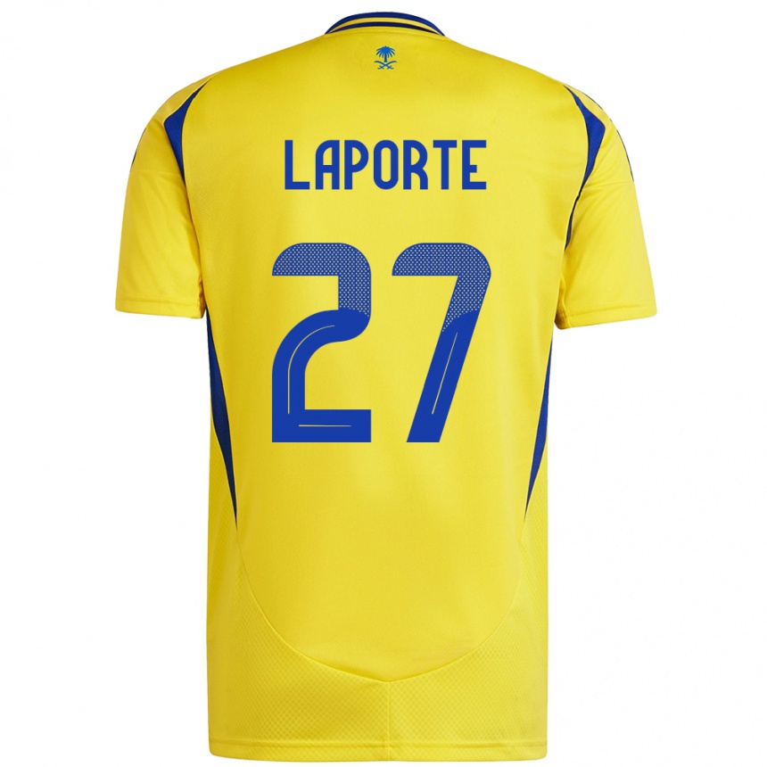 Kids Football Aymeric Laporte #27 Yellow Blue Home Jersey 2024/25 T-Shirt Australia