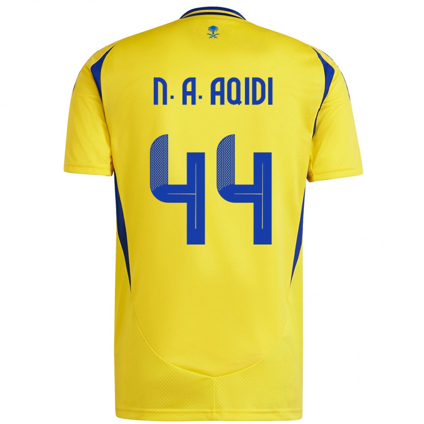 Kids Football Nawaf Al-Aqidi #44 Yellow Blue Home Jersey 2024/25 T-Shirt Australia