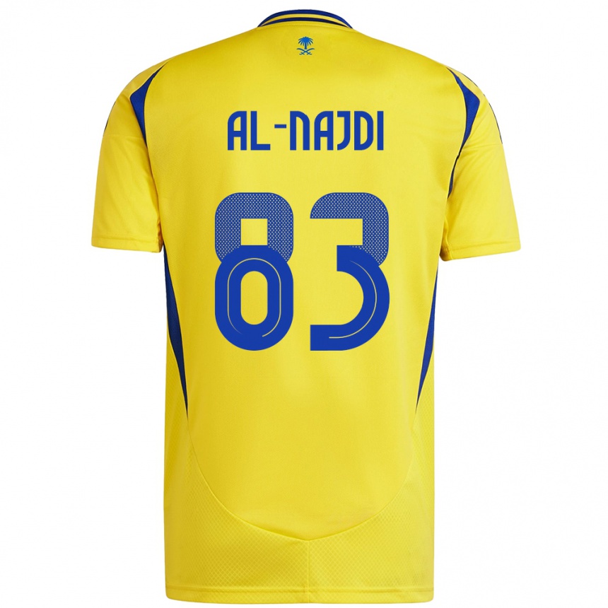 Kids Football Salem Al-Najdi #83 Yellow Blue Home Jersey 2024/25 T-Shirt Australia