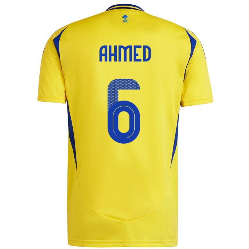 Kids Football Aseel Ahmed #6 Yellow Blue Home Jersey 2024/25 T-Shirt Australia