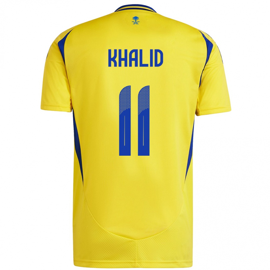 Kids Football Khalid Al-Ghannam #11 Yellow Blue Home Jersey 2024/25 T-Shirt Australia