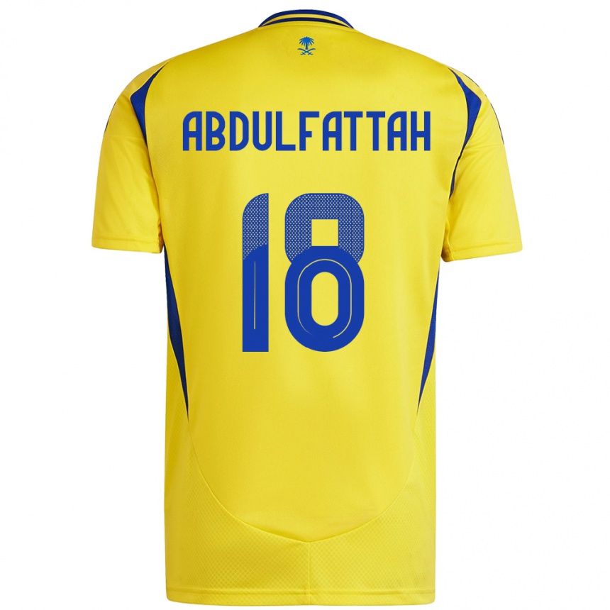 Kids Football Abdulfattah Adam #18 Yellow Blue Home Jersey 2024/25 T-Shirt Australia