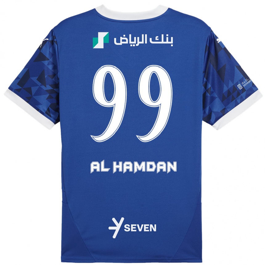 Kids Football Abdullah Al-Hamdan #99 Dark Blue White Home Jersey 2024/25 T-Shirt Australia