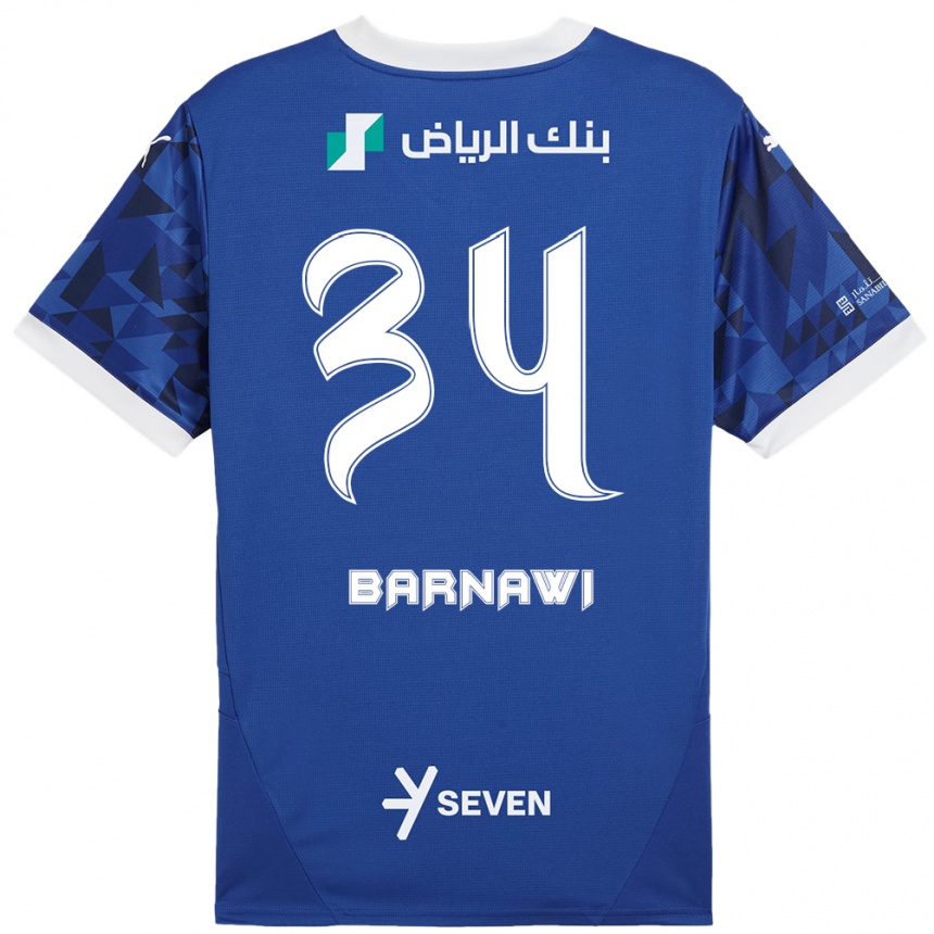 Kids Football Saleh Barnawi #34 Dark Blue White Home Jersey 2024/25 T-Shirt Australia