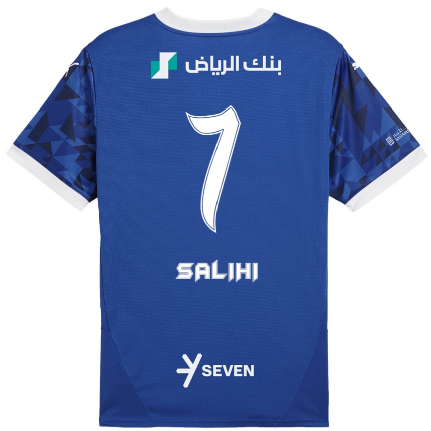 Kids Football Shokhan Salihi #7 Dark Blue White Home Jersey 2024/25 T-Shirt Australia