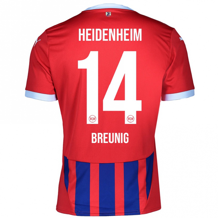 Kids Football Maximilian Breunig #14 Red Blue Home Jersey 2024/25 T-Shirt Australia