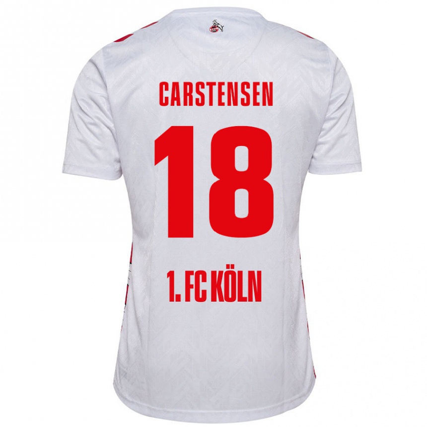 Kids Football Rasmus Carstensen #18 White Red Home Jersey 2024/25 T-Shirt Australia