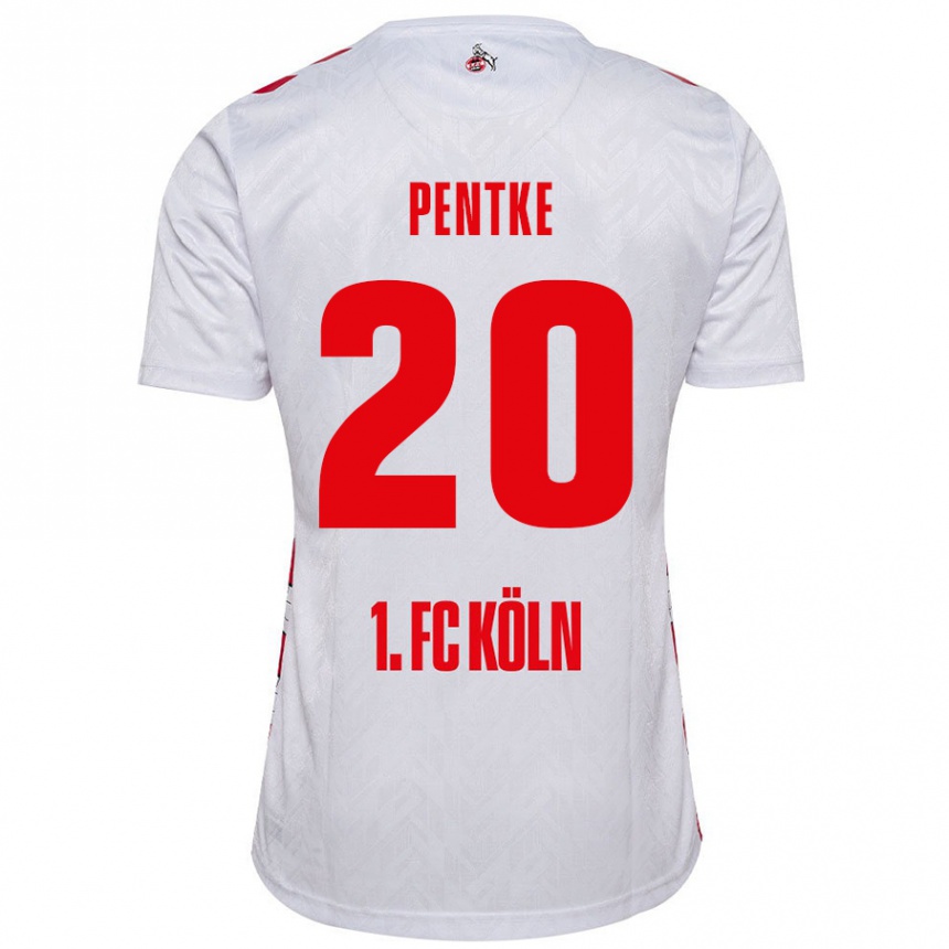 Kids Football Philipp Pentke #20 White Red Home Jersey 2024/25 T-Shirt Australia