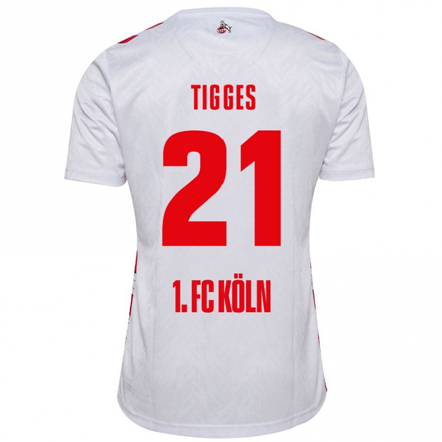 Kids Football Steffen Tigges #21 White Red Home Jersey 2024/25 T-Shirt Australia