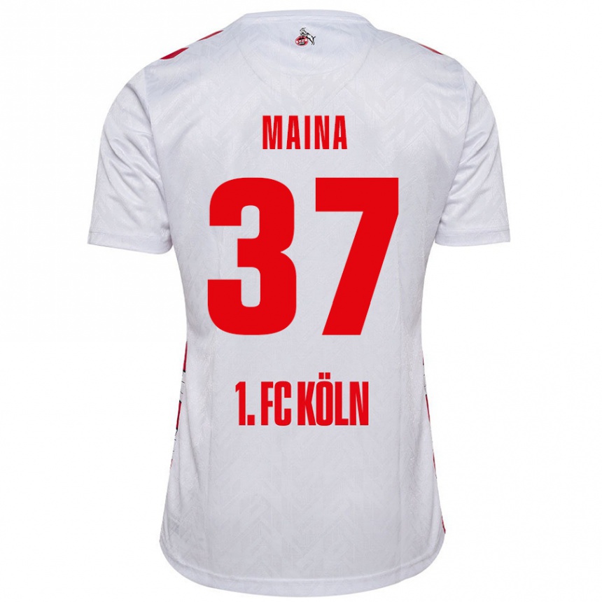 Kids Football Linton Maina #37 White Red Home Jersey 2024/25 T-Shirt Australia