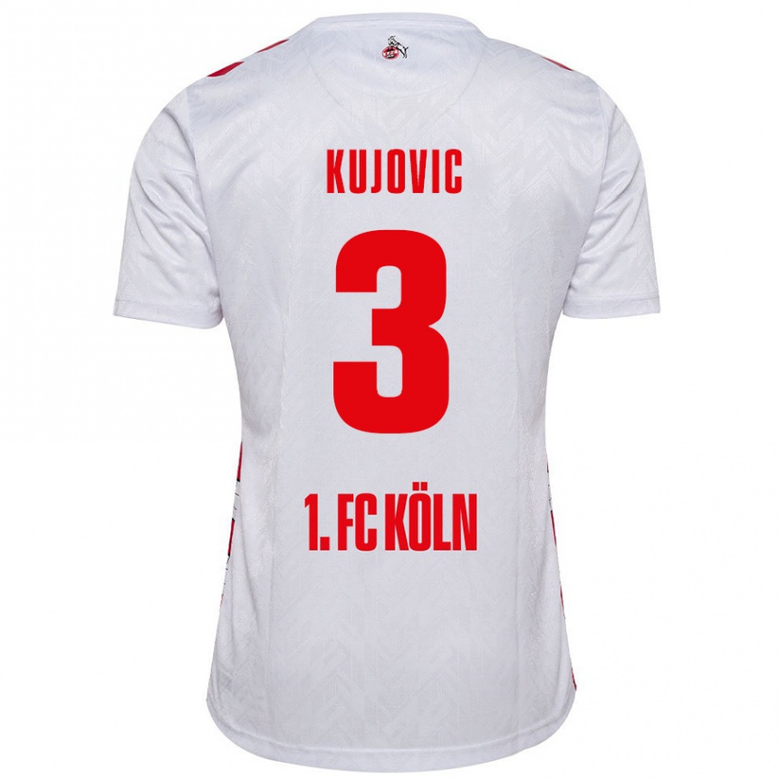 Kids Football Emin Kujovic #3 White Red Home Jersey 2024/25 T-Shirt Australia