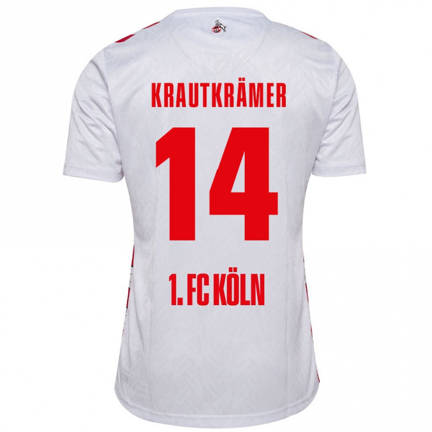 Kids Football Jakob Krautkrämer #14 White Red Home Jersey 2024/25 T-Shirt Australia