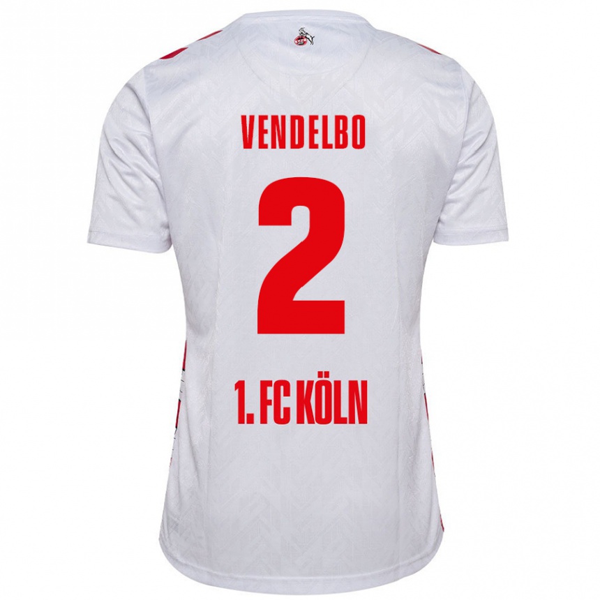 Kids Football Sofie Vendelbo #2 White Red Home Jersey 2024/25 T-Shirt Australia