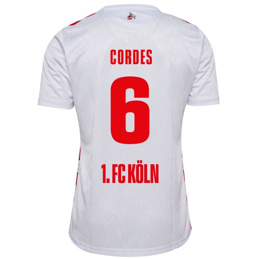 Kids Football Lotta Cordes #6 White Red Home Jersey 2024/25 T-Shirt Australia