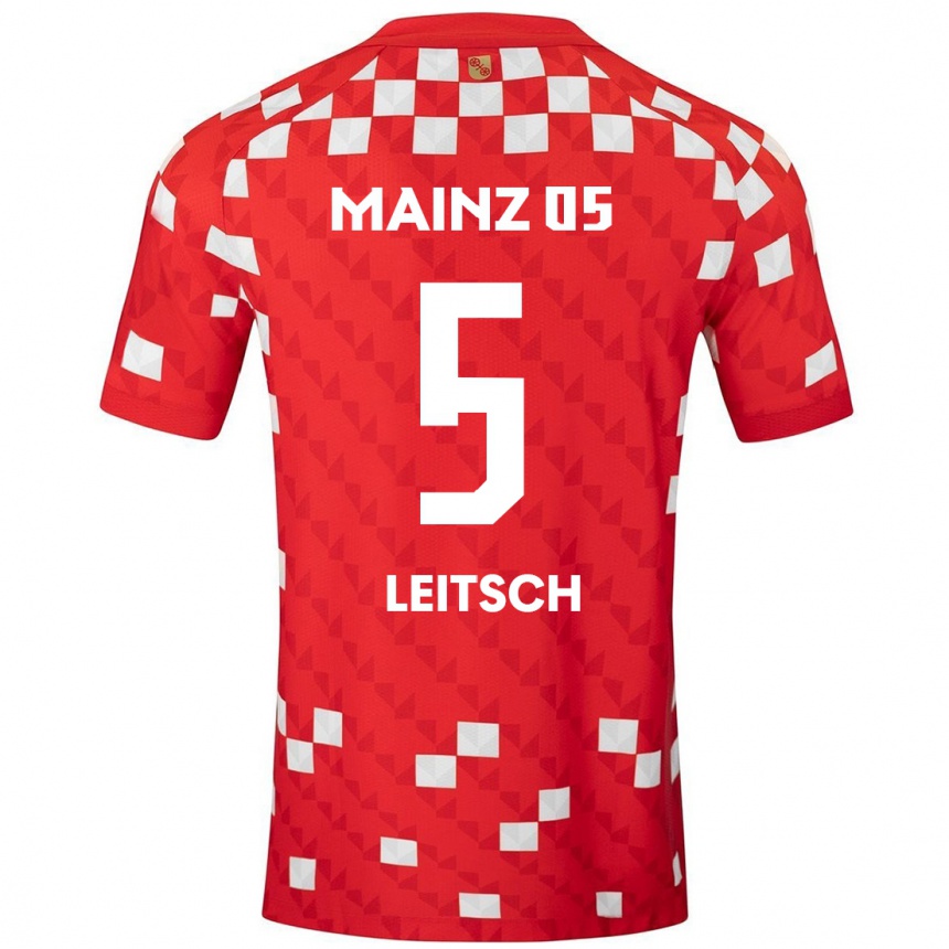 Kids Football Maxim Leitsch #5 White Red Home Jersey 2024/25 T-Shirt Australia