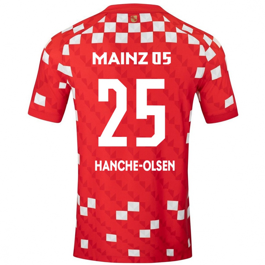 Kids Football Andreas Hanche-Olsen #25 White Red Home Jersey 2024/25 T-Shirt Australia