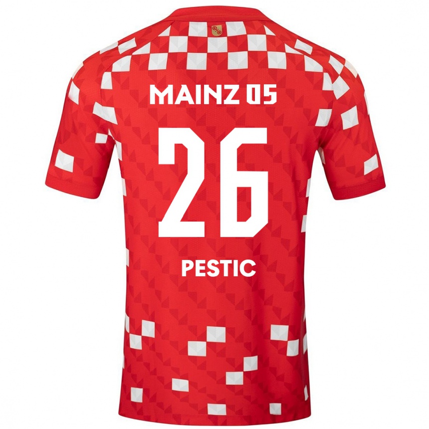 Kids Football Dominik Pestic #26 White Red Home Jersey 2024/25 T-Shirt Australia