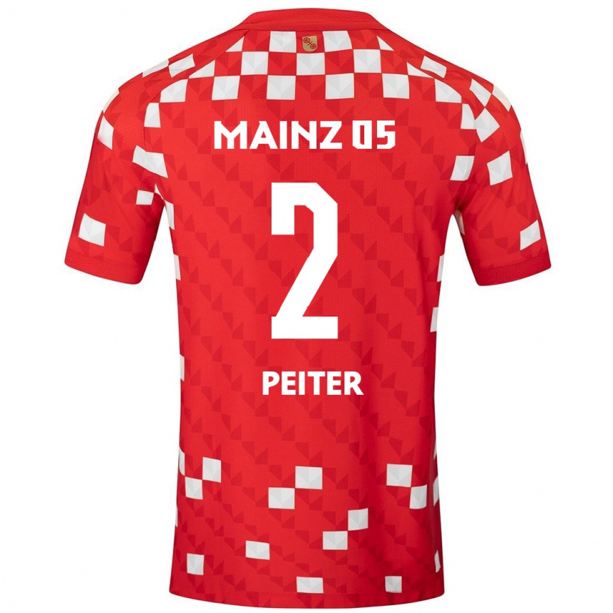 Kids Football Chiara Peiter #2 White Red Home Jersey 2024/25 T-Shirt Australia