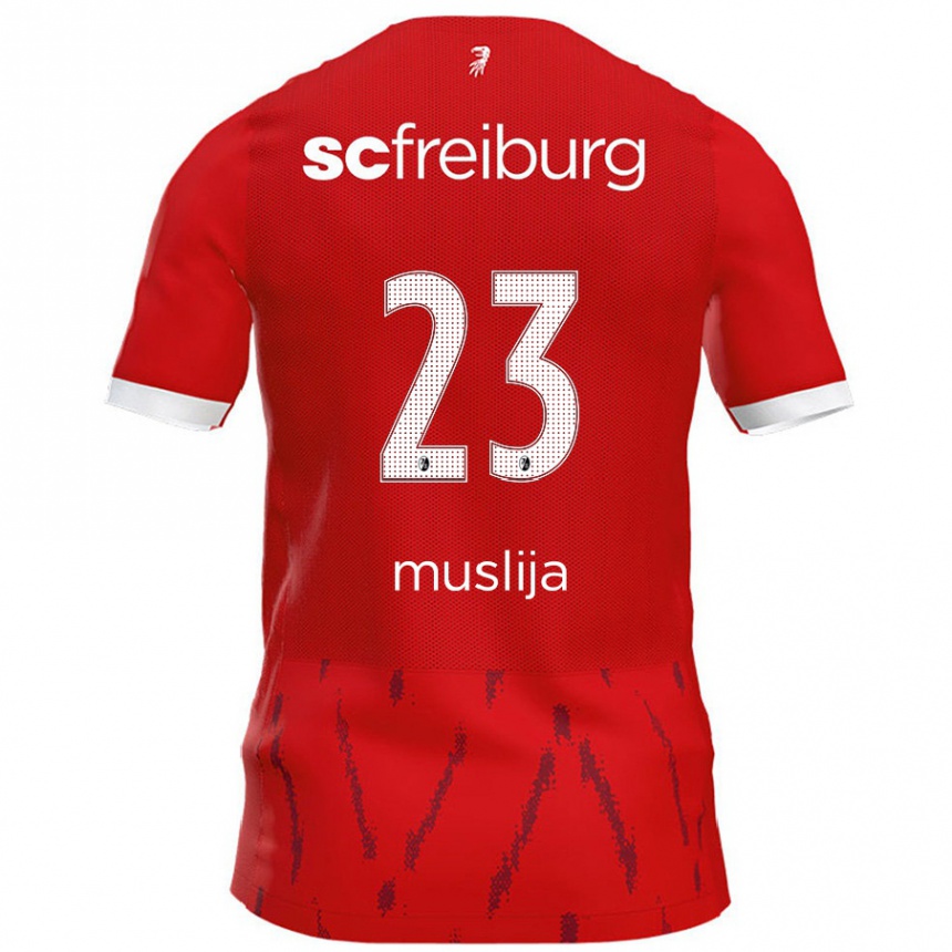 Kids Football Florent Muslija #23 Red Home Jersey 2024/25 T-Shirt Australia