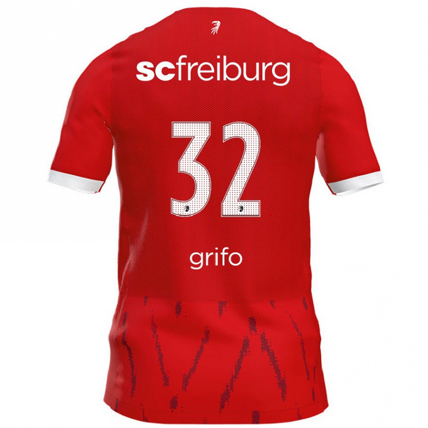 Kids Football Vincenzo Grifo #32 Red Home Jersey 2024/25 T-Shirt Australia